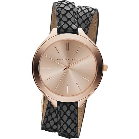 michael kors slim runway double wrap watch rose gold|michael kors runway watch silver.